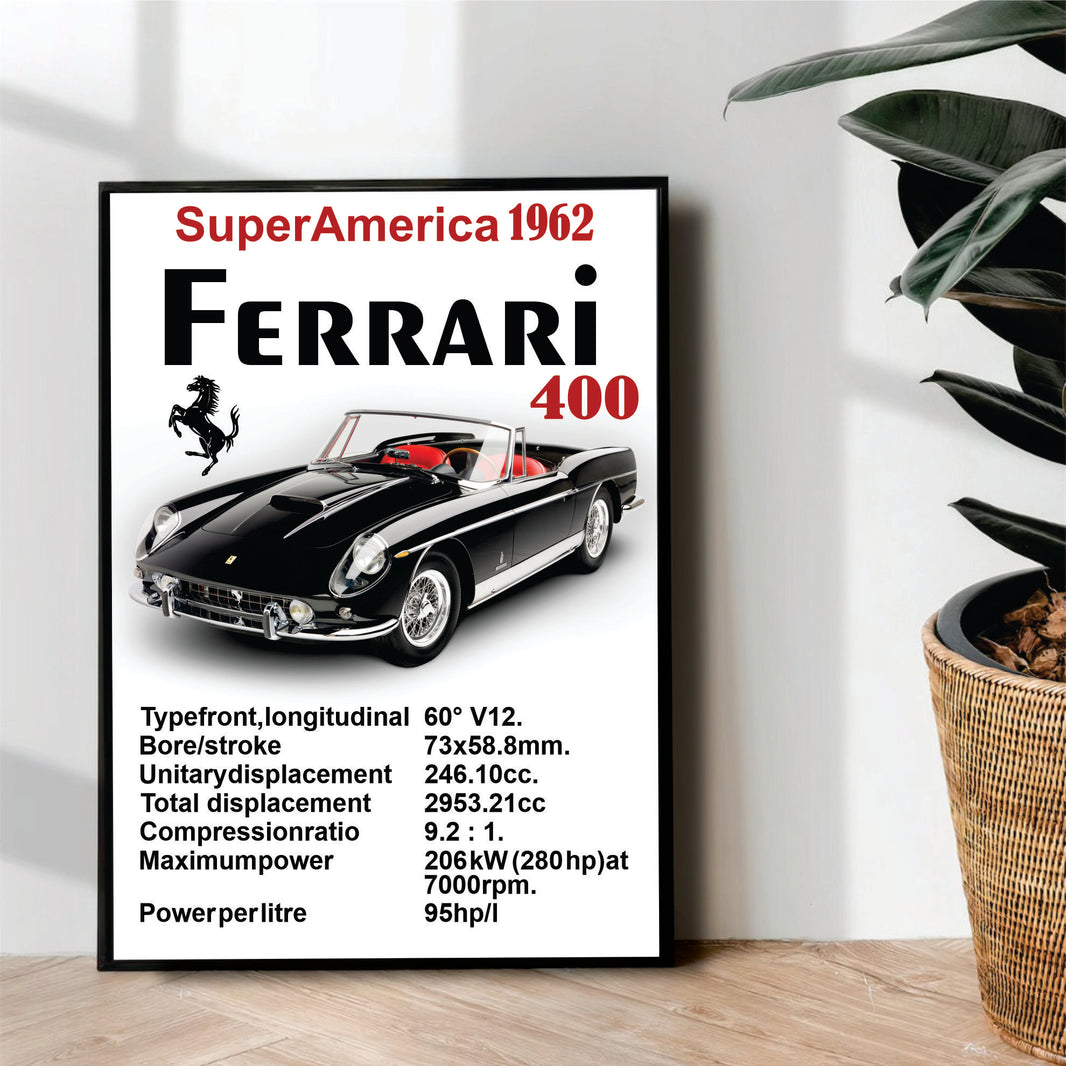 SuperAmerica 1962 classic ferrari 400 - wall art