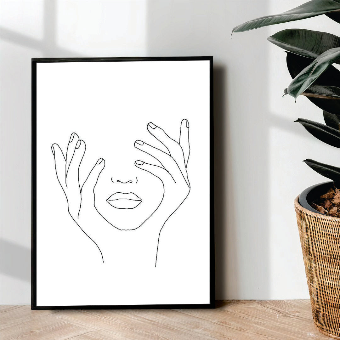 Girl face line art - wall art