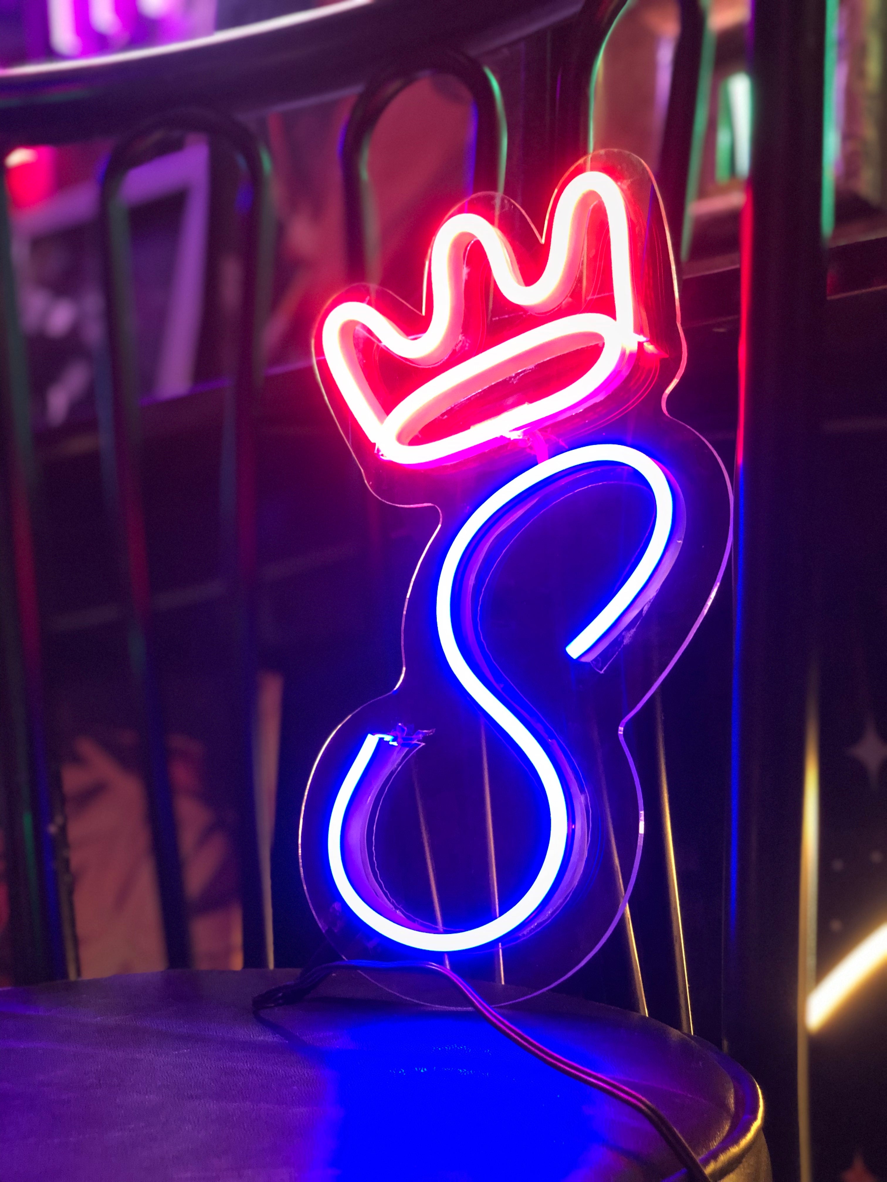 Custom Name Initial Letter Neon with crown or heart