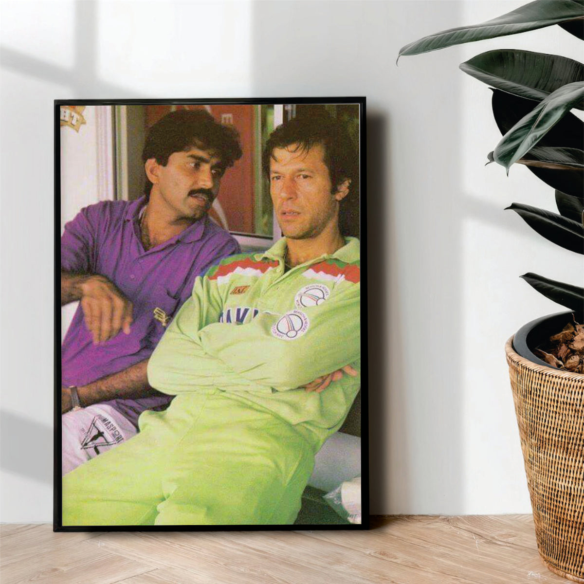 Khan With Mushtaq Ahmed - cricket wall art