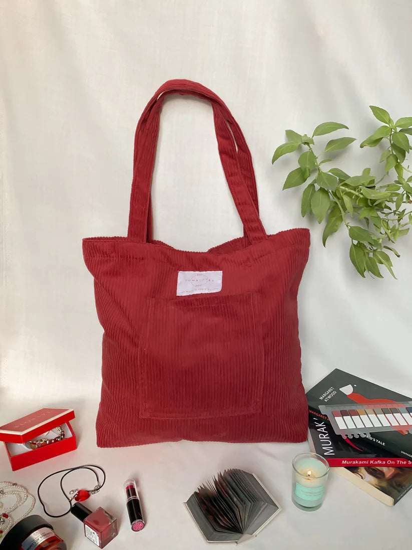 Maroon Corduroy Classic Tote Bag