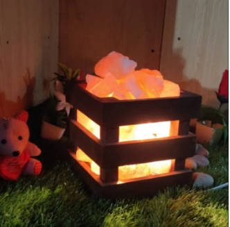 Rock Salt Lamp Wooden Basket Salt Lamp