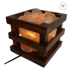 Rock Salt Lamp Wooden Basket Salt Lamp