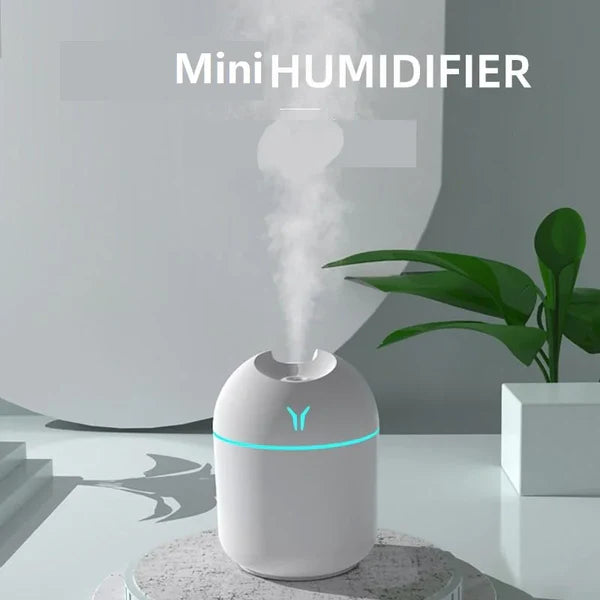 Portable Mini Air Humidifier – USB Desktop Humidifier for Car, Bedroom & Office | Mist Maker Fogger with LED Night Light | Compact Air Diffuser Sprayer for Fresh, Moisturized Air