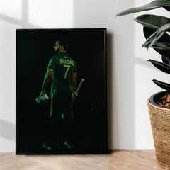 Shadab Khan with bat - cricket wall art