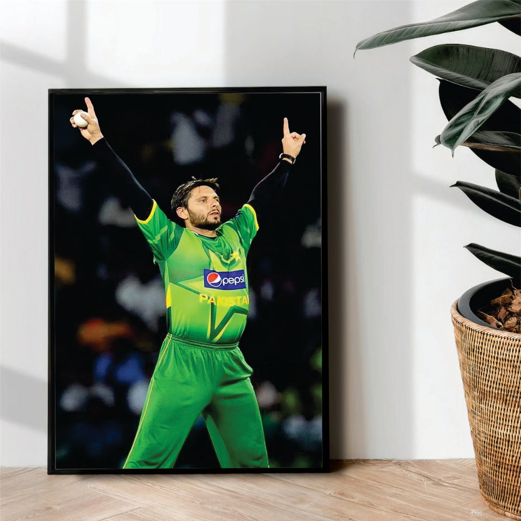 Shahid Afridi Celebrating - cricket wall art