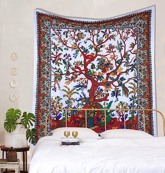 THE ART BOX Tapestry White Tree of Life Wall Hanging