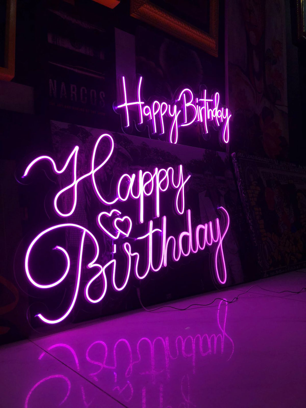 Fancy Happy Birthday Neon Sign - Style 3