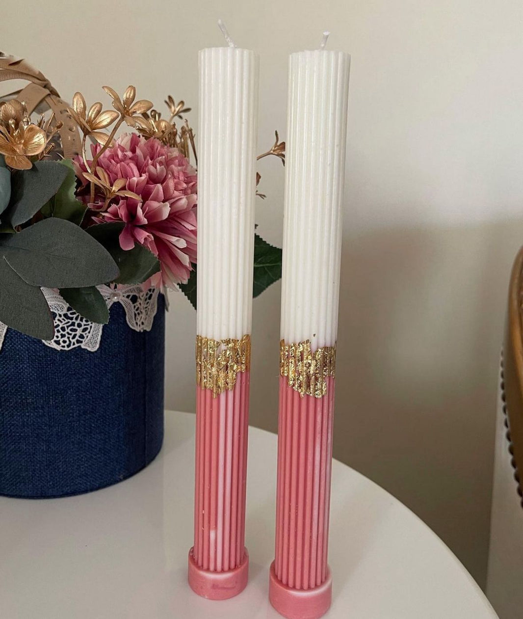 Corrugated (Set of Two) Decorative Candle
