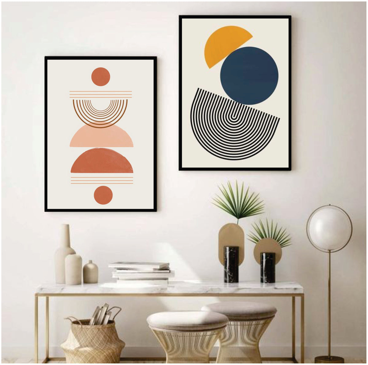 Bundle set of 2 Geometrical Abstract Art - wall art