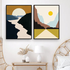 Bundle set of 2 mountains Minimal Abstract Art - wall art