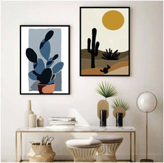 Bundle set of 2 Cactus Boho Minimal abstract art - wall art
