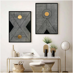 Bundle set of 2 Geometrical Boho Abstract Art - wall art