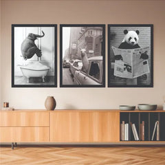 B&W aesthetic bundle set of 3 wild Animals - wall art