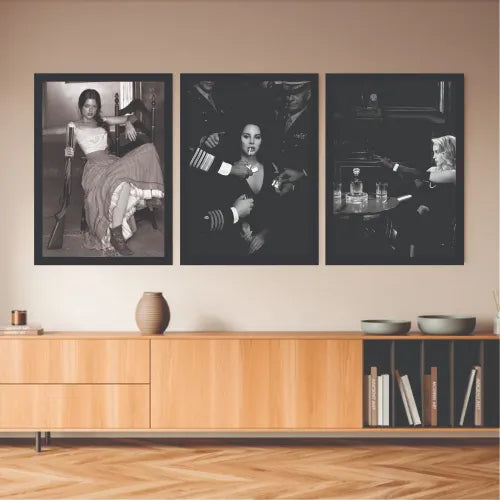 B&W aesthetic bundle set of 3 Gangster Ladies portraits - wall art