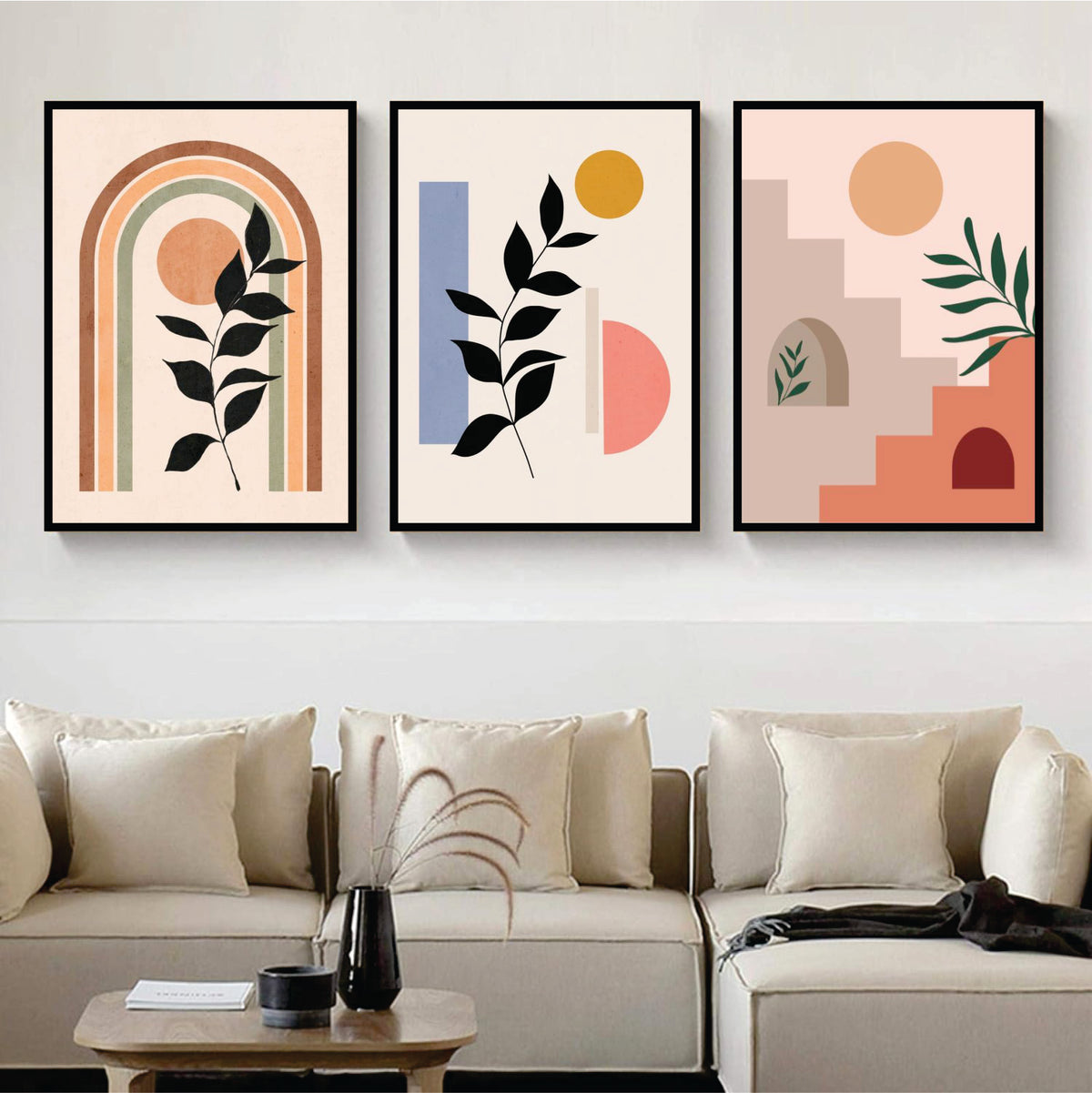 Bundle set of 3 plants Abstract Art - wall art