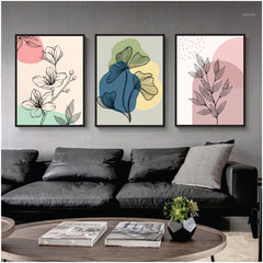 Bundle set of 3 Love of Flowers Abstract Art - wall art