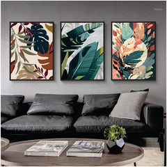 Bundle set of 3 Colored Bushes minimal Abstract Art - wall art