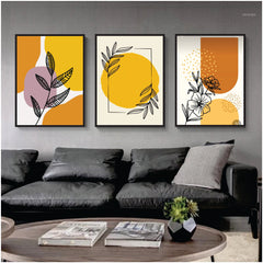 Bundle set of 3 Classic flowers Abstract Art - wall art