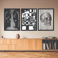 B&W aesthetic bundle set of 3 Pull yourself - wall art