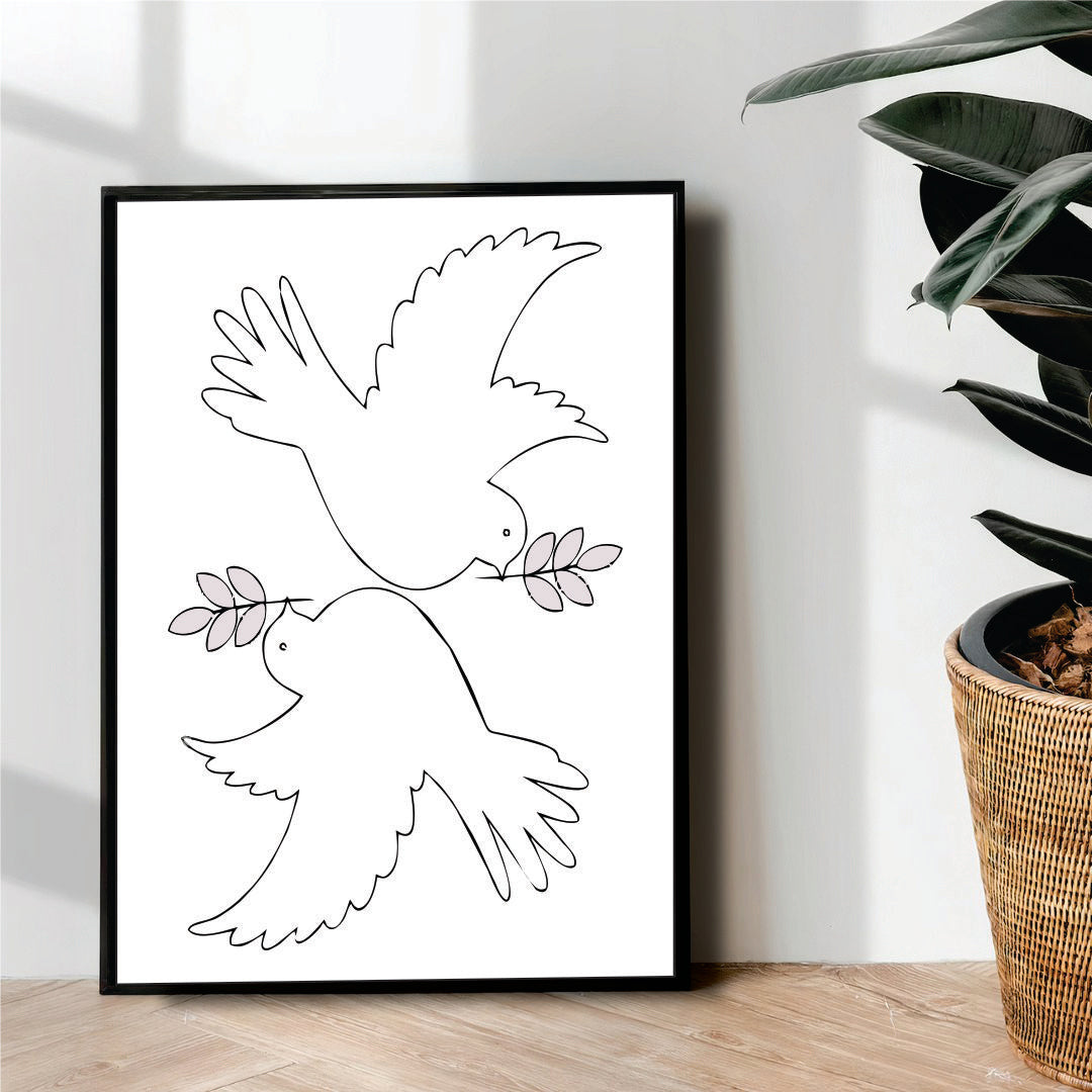 two doves Line Art - wall art