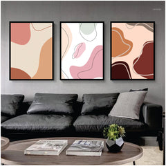 Bundle set of 3 Boho Minimalist Abstract Artwork - wall art