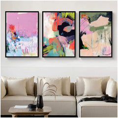 Bundle set of 3 colored Abstract Artwork - wall art