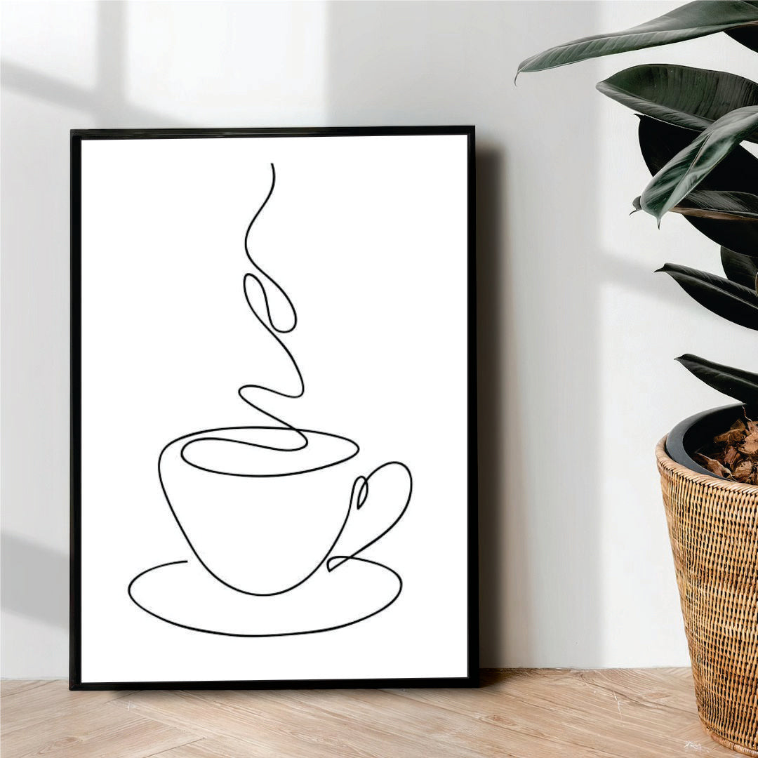 tea cup line art - wall art