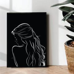 girl in the dark line art - wall art