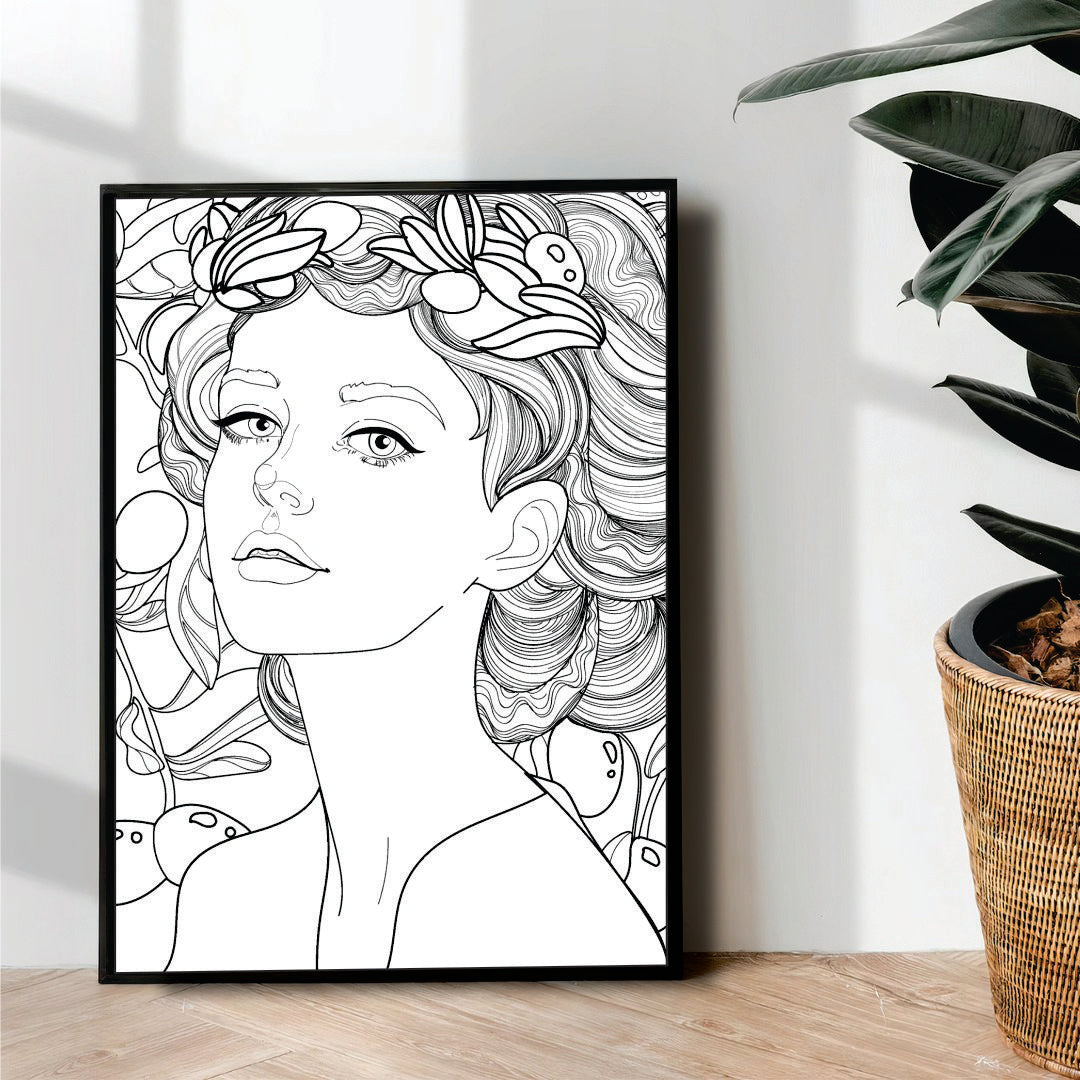 Floral frida Line Art - wall art