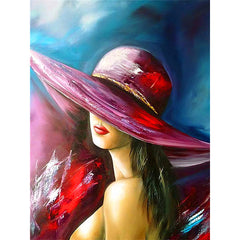 Girl with hat abstract art -  wall art