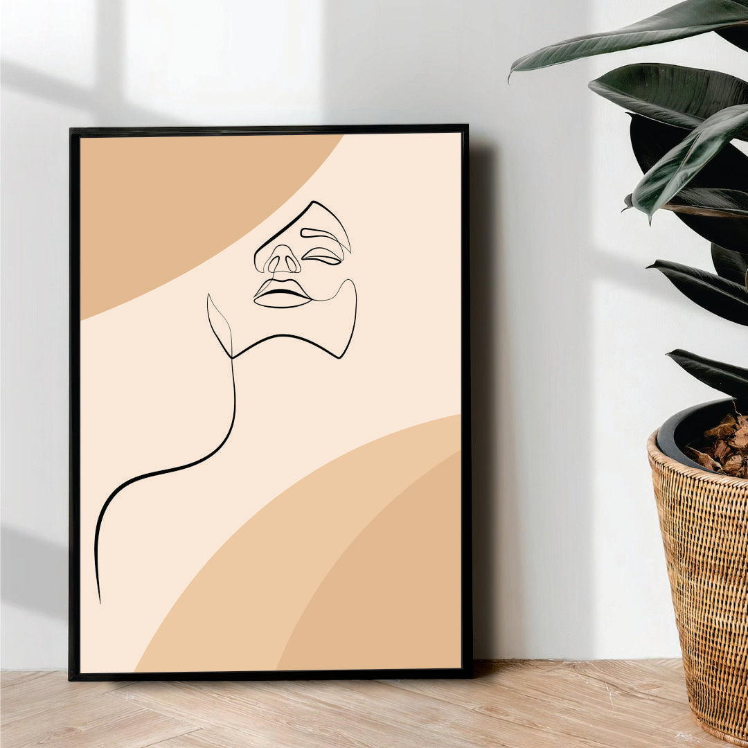 women face one Line Art - wall art