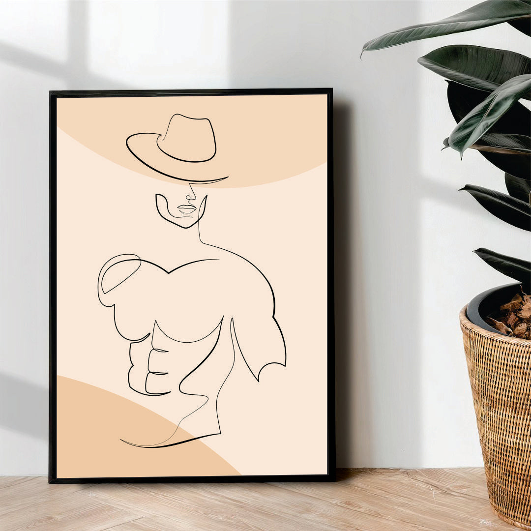 Cowboy one Line Art - wall art