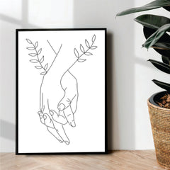 Hands together Line Art - wall art