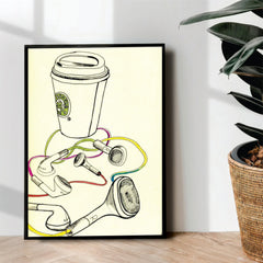 drink and joy illustration Line Art - wall art