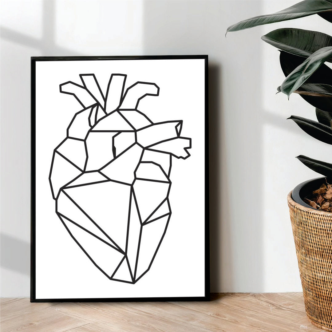 crystal heart line art - wall art