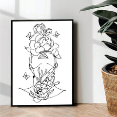 flower girl line art - wall art