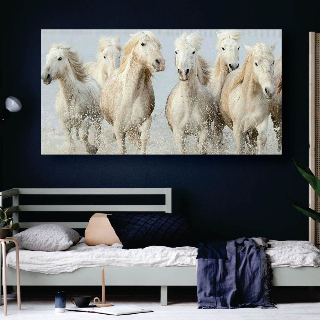 Beautiful white horses - wall art