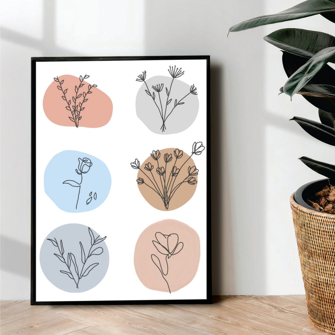 flowers illustration Line Art - wall art