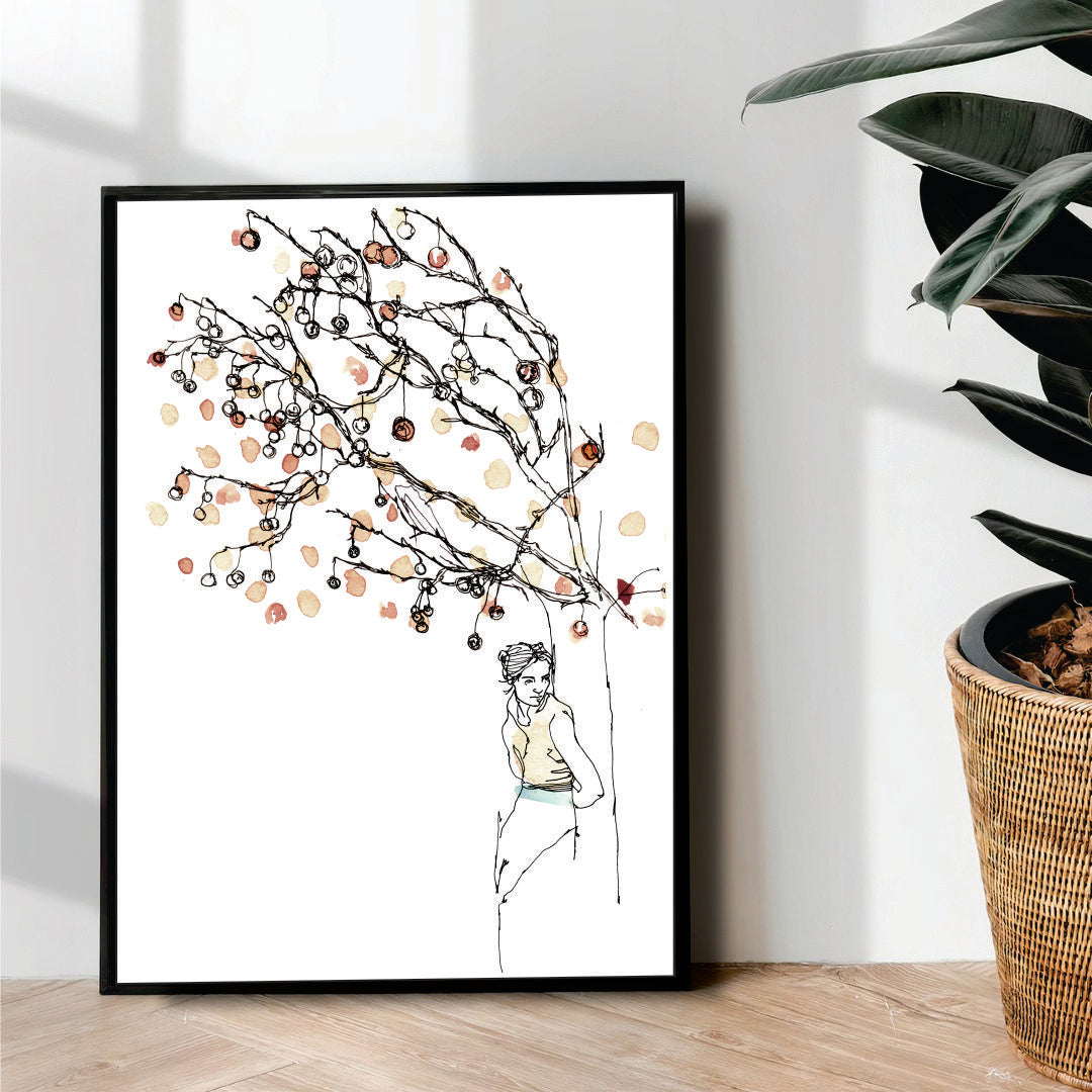 colored tree illustration Line Art - wall art