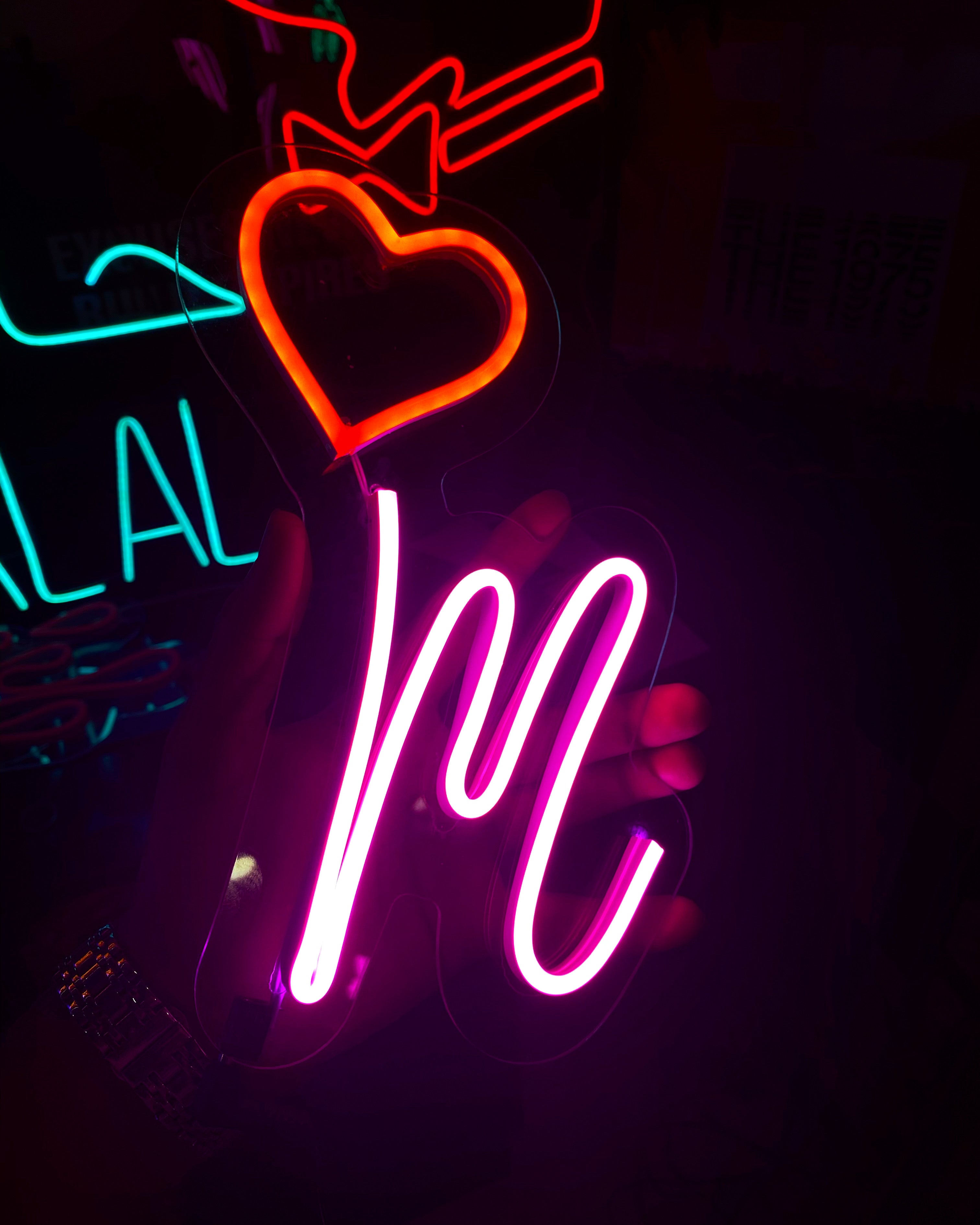 Custom Name Letter Neon with crown or heart