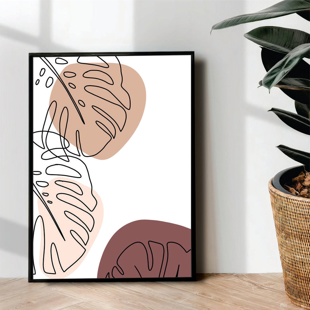 Monstera shapes Line Art - wall art