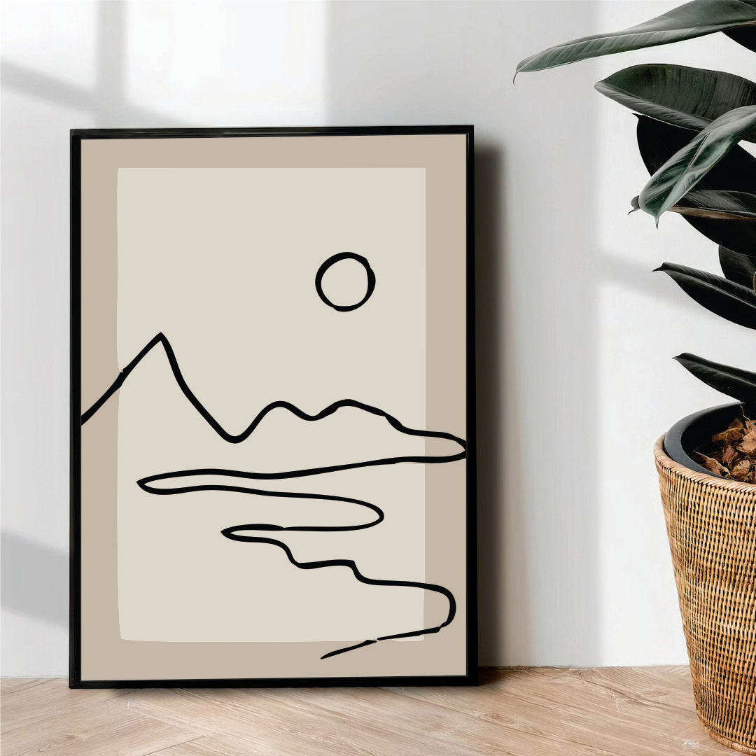 One line landscape Line Art - wall art