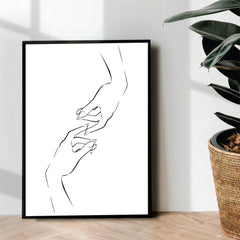 reaching hands Line Art - wall art