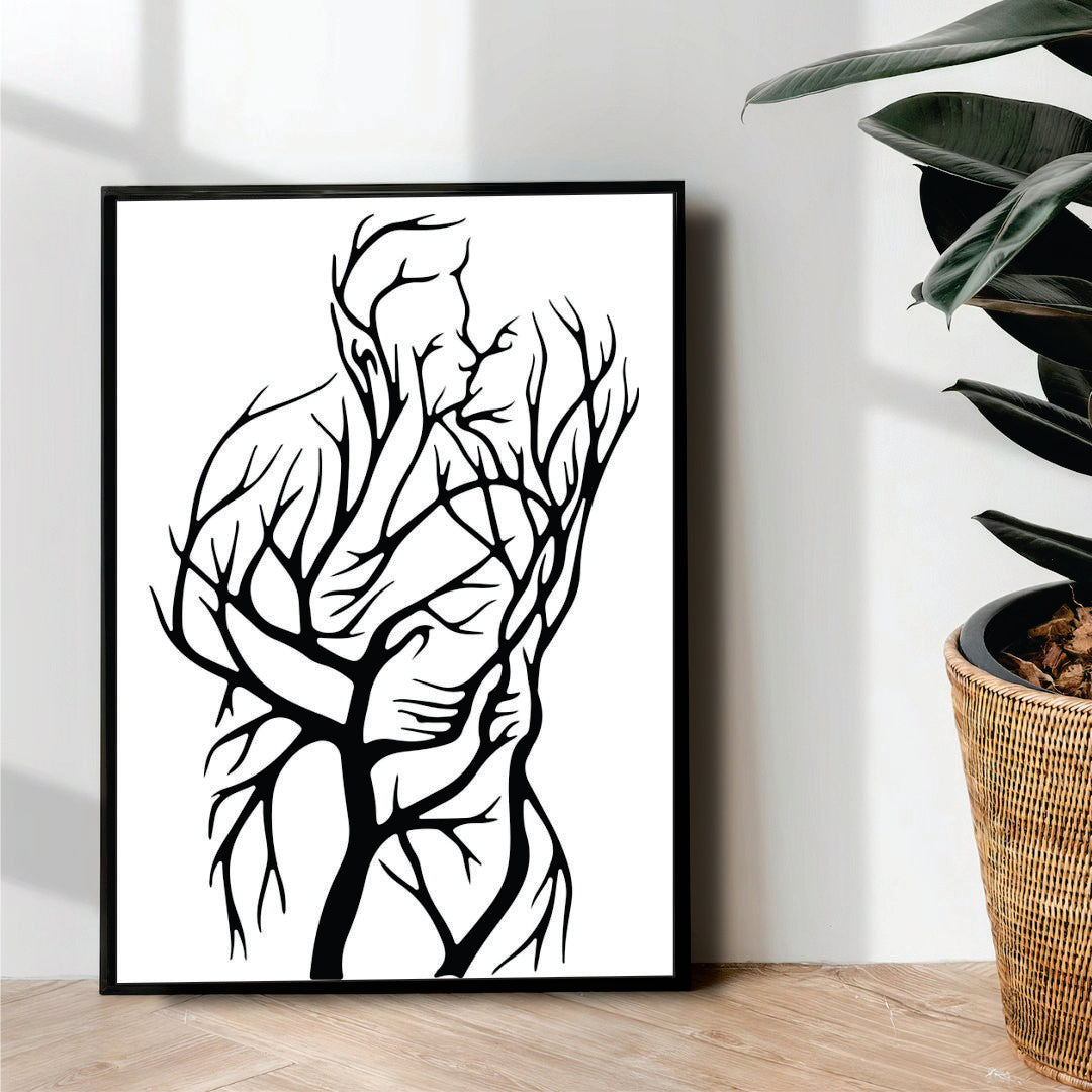 Couple & tree line art - wall art