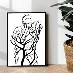 Couple & tree line art - wall art