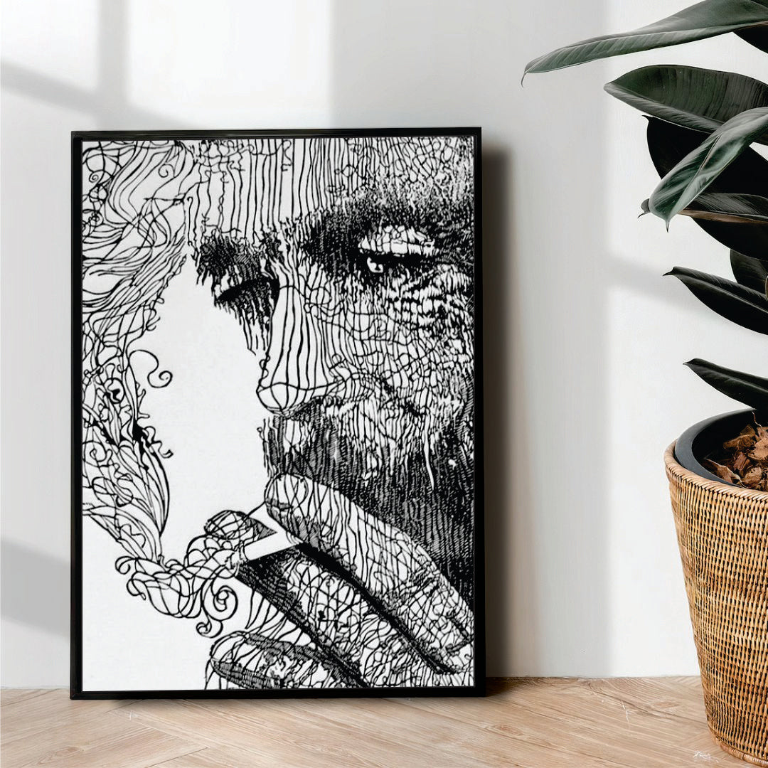 smoking man Line art - wall art