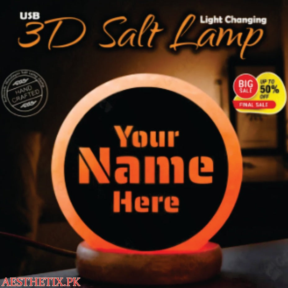 3D Acrylic Sheet Printed 7 Color Changing Customize Name Salt lamp