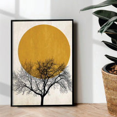 Sun behind tree Abstract Art - wall art