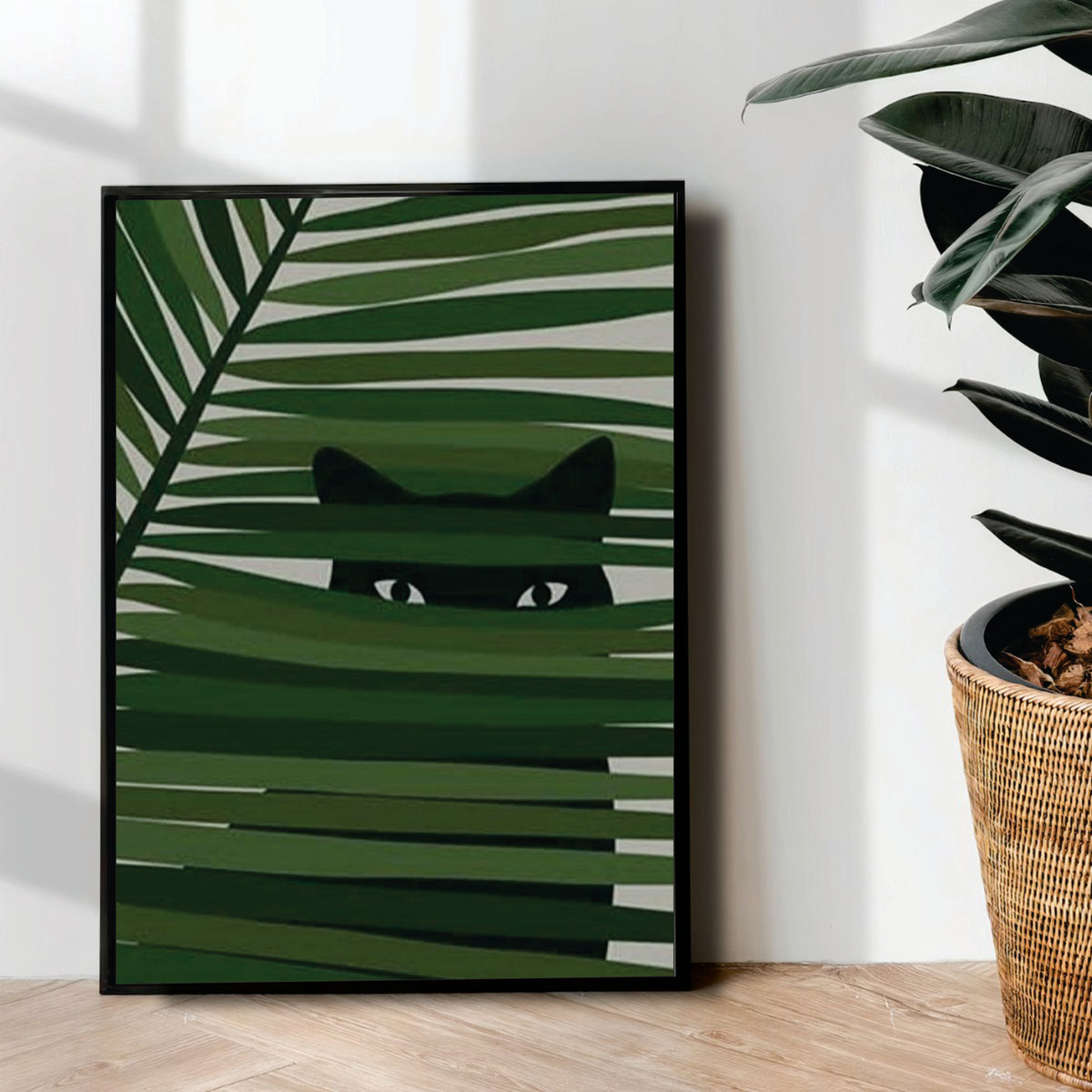 Cat in bushes Abstract Art - wall art